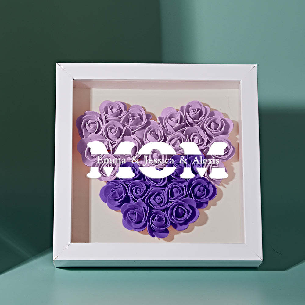 Custom Name Flower Shadow Box Frame Mother's Day Gift - myphotowalletau