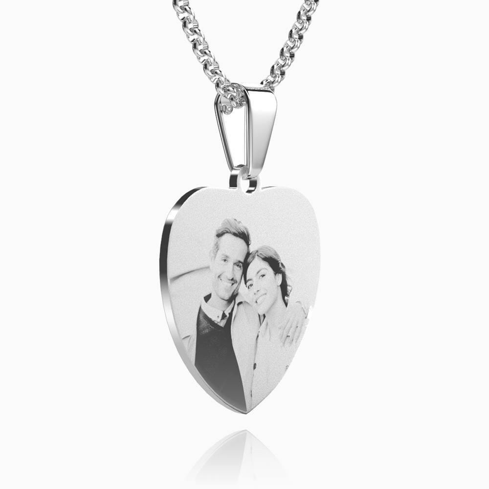 Women's Heart Photo Engraved Tag Necklace With Engraving Stainless Steel - MyPhotoWalletAU