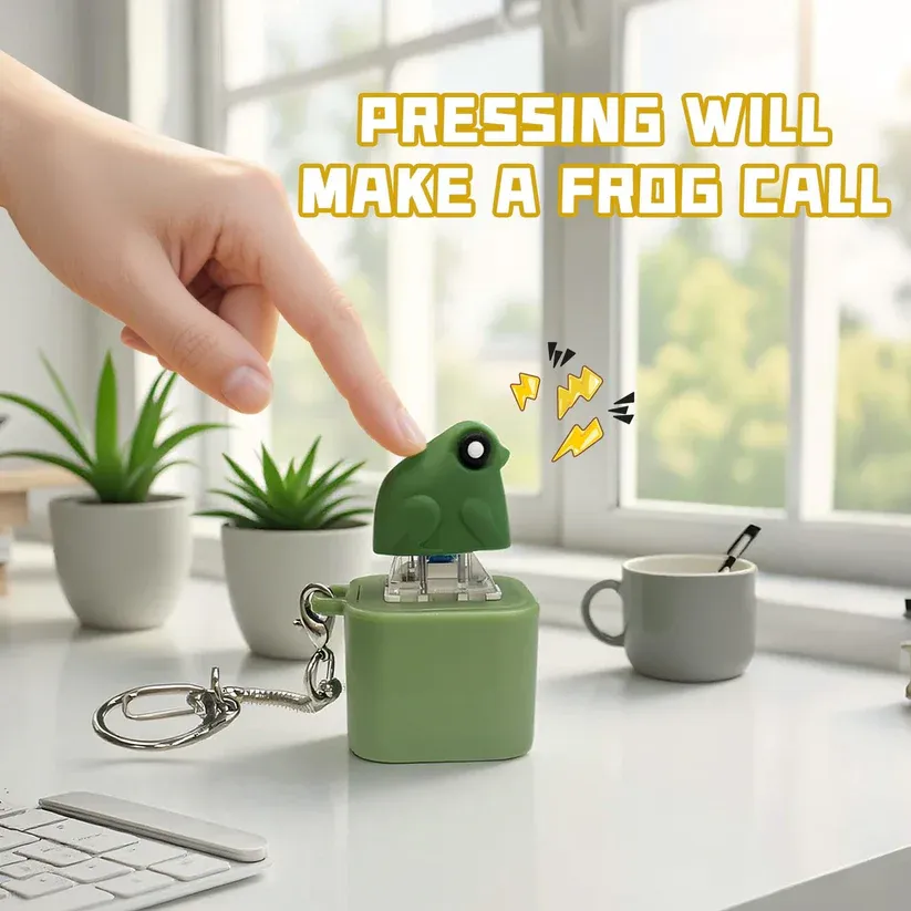 LED Light Up Frog Keychain - Press for Sound & Light! Fun Fidget Toy, Prank Gift, Stress Relief Novelty - 