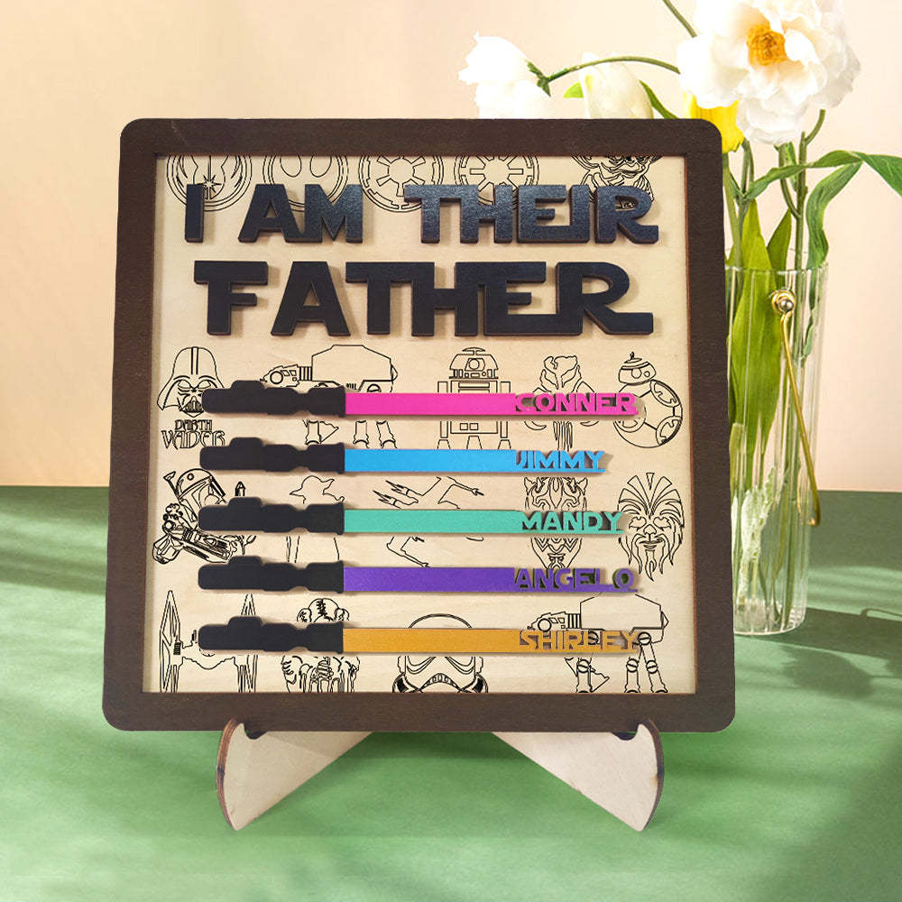Personalized I Am Their Father Sign Wooden Lightsaber Plaque Father's Day Gifts - myphotowalletau