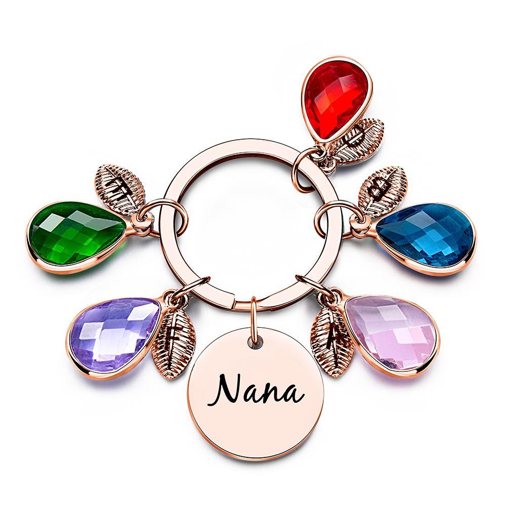 Custom Engraved Birthstone Keychain Leaf Delicate Gifts - myphotowalletau