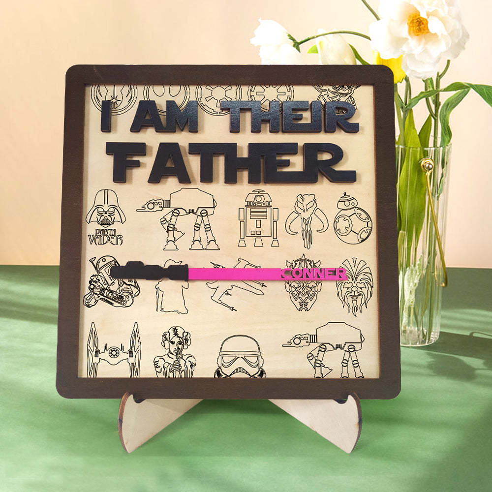Personalized I Am Their Father Sign Wooden Lightsaber Plaque Father's Day Gifts - myphotowalletau