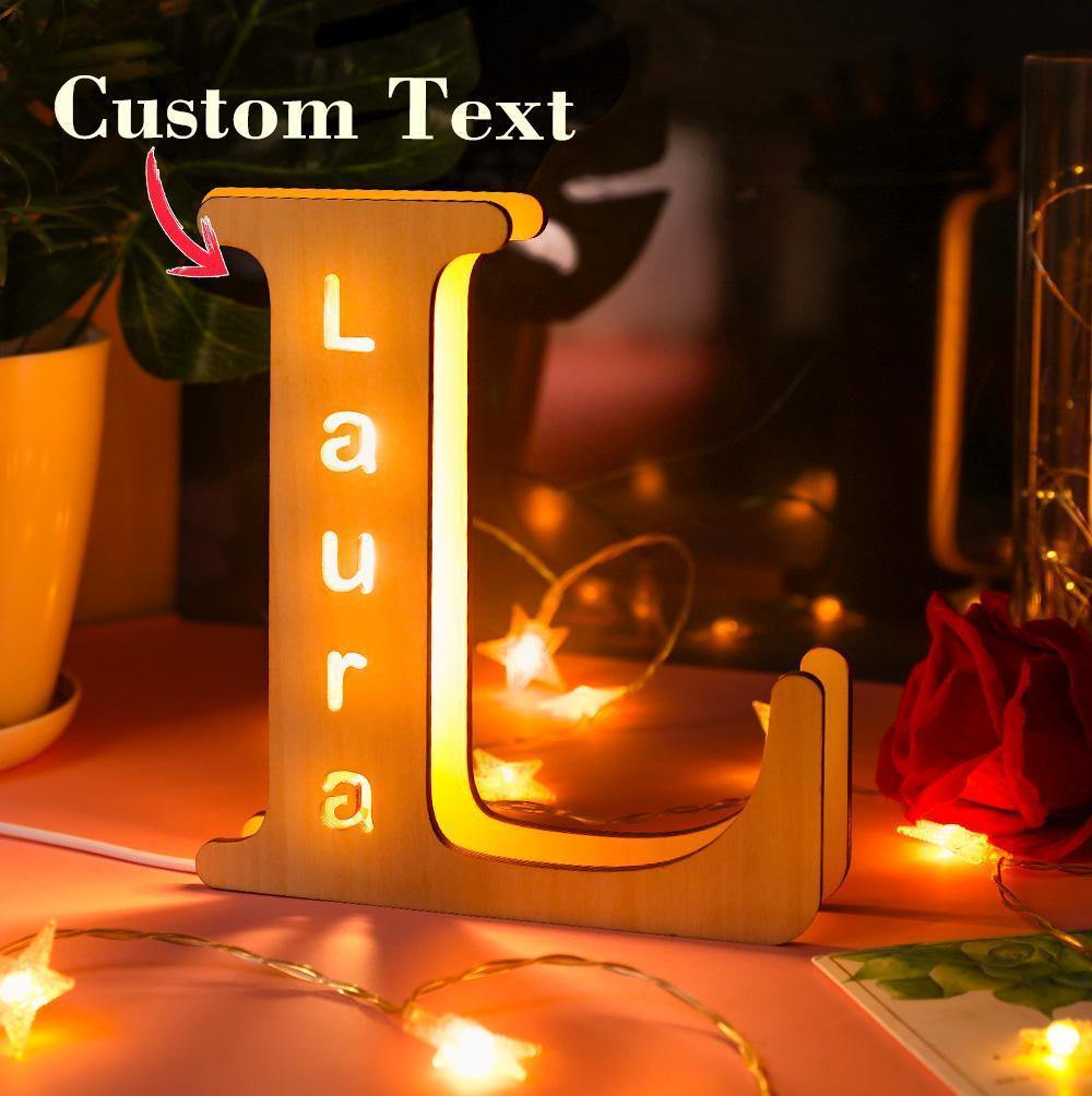 Custom Woodcut Alphabet Wall Light Night Light - MyPhotoWalletAU