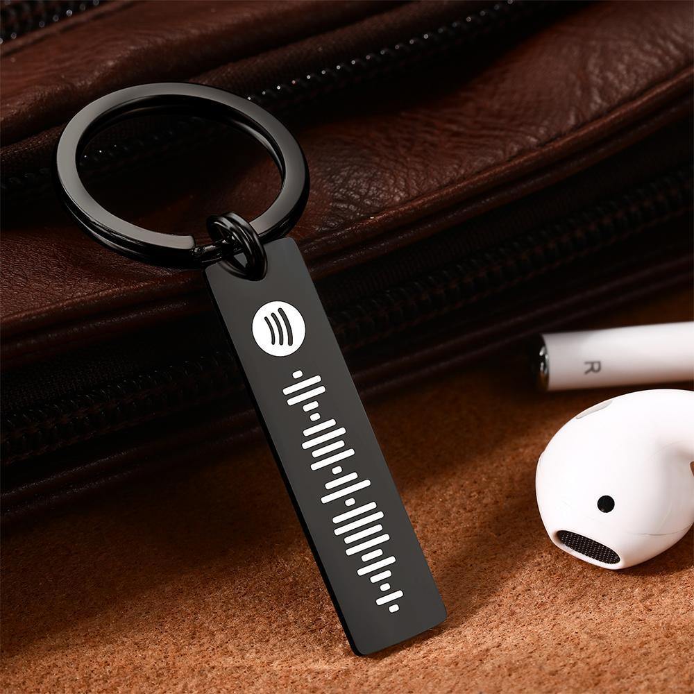 Custom Scannable Spotify Code Keychain Stainless Steel Black - MyPhotoWalletAU