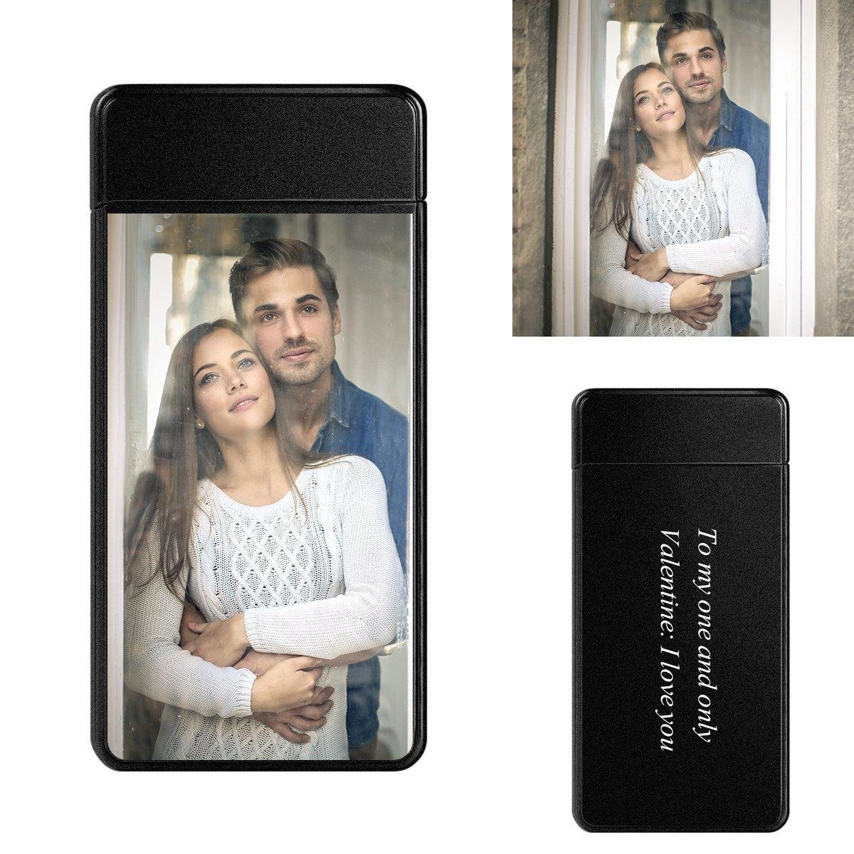 Custom Photo Engraved Lighter Color Printing | Electronic Cigarette Lighter | Scrub Black - MyPhotoWalletAU