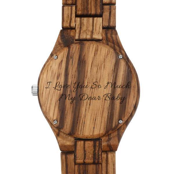 Men's Engraved Wooden Photo Watch Wooden Strap 45mm - photowatch