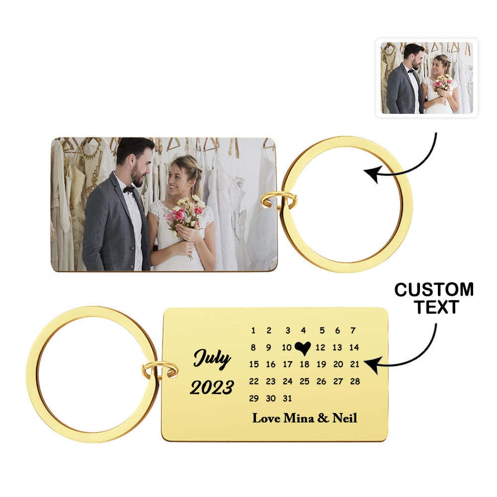 Anniversary Gift Custom Photo Keychain Personalized Calendar Keychain Save the Date Calendar Gift - myphotowalletau
