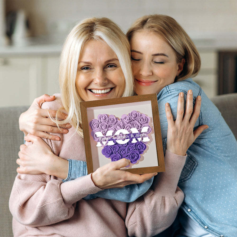 Custom Name Flower Shadow Box Frame Mother's Day Gift - myphotowalletau