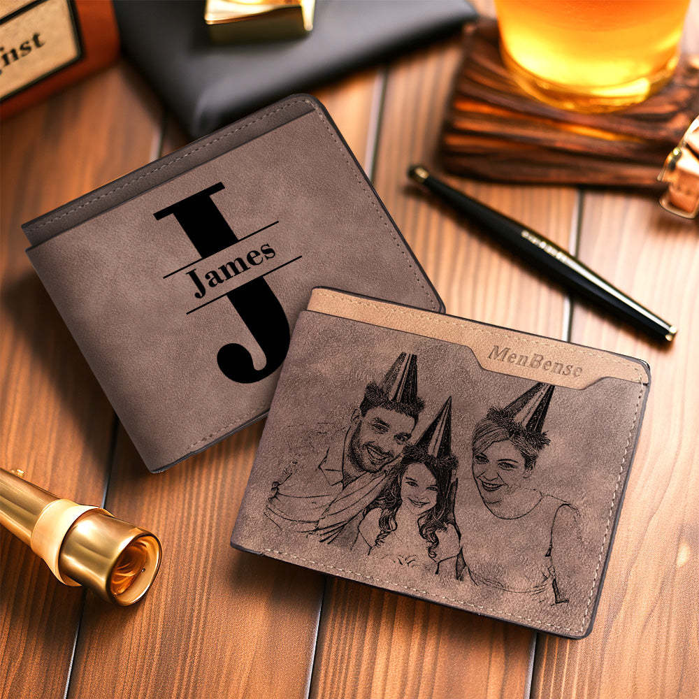 Men's Wallet Custom Photo Wallet Personalized Wallets for Men Initial Engraved Wallet Name Wallet for Men,Husband BF Dad Son Uncle Friend Groomsmen Gifts - myphotowalletau