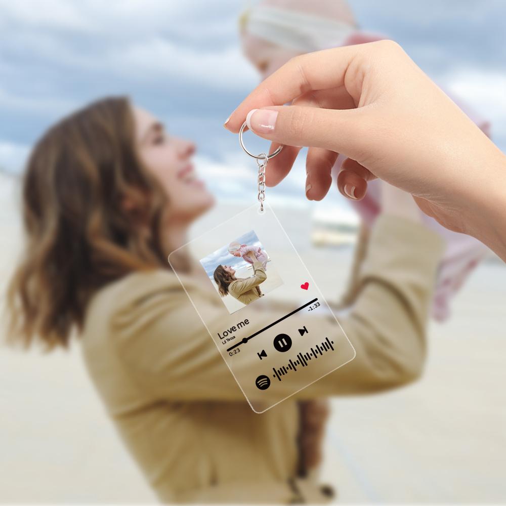 Custom Spotify Code Acrylic Music Keychain Photo Keyring For Mom