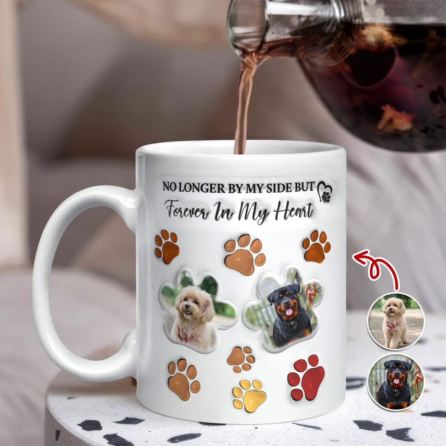 Custom Photo Forever In My Heart Memorial 3D Inflated Effect Printed Mug - 