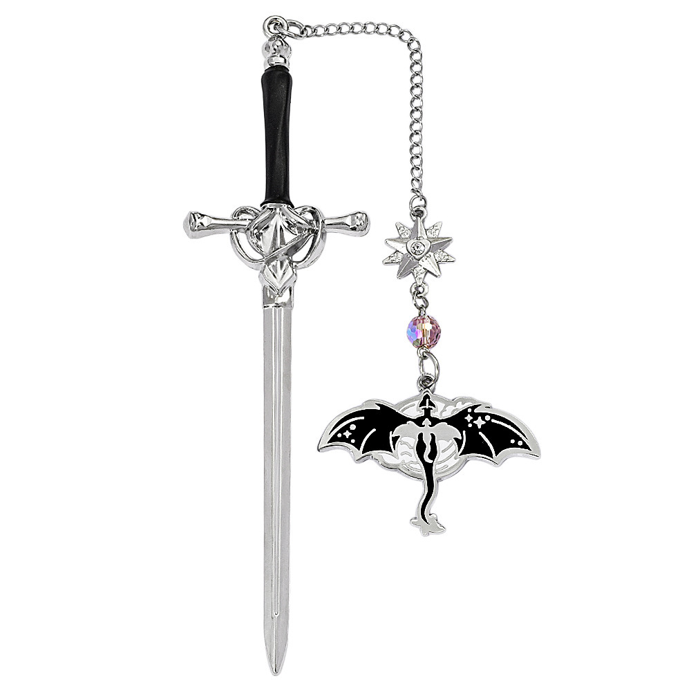Personalized Dragon Sword Bookmark – Custom Name Fantasy Winged Dragon Metal Charm Gift for Book Lovers -
