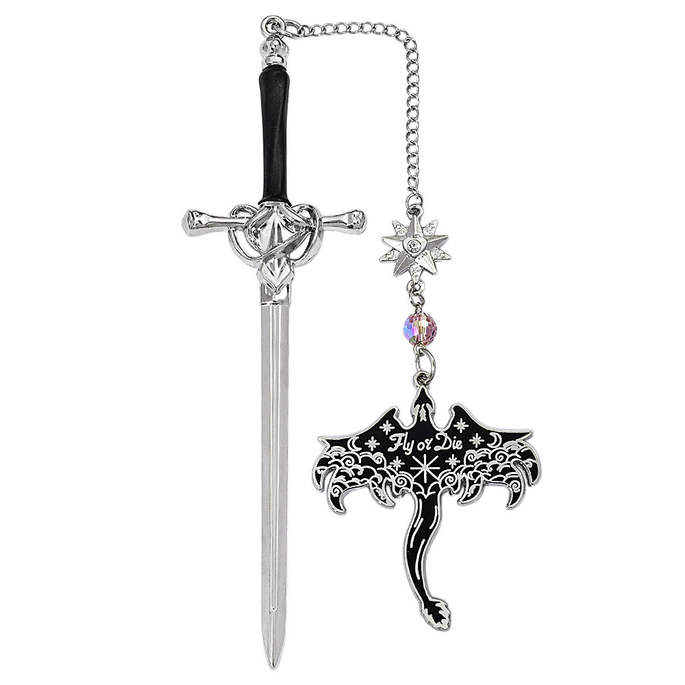 Personalized Dragon Sword Bookmark – Custom Name Fantasy Winged Dragon Metal Charm Gift for Book Lovers -