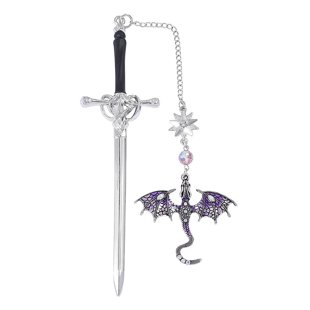 Personalized Dragon Sword Bookmark – Custom Name Fantasy Winged Dragon Metal Charm Gift for Book Lovers -
