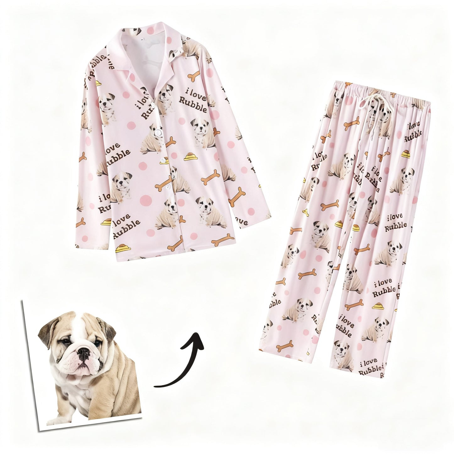 Personalized Family Pajamas, Dog Portrait, Pet Lover Gift, Pajamas Women, Pet Photo Pajamas, Memorial Gift, Gift for Her,
