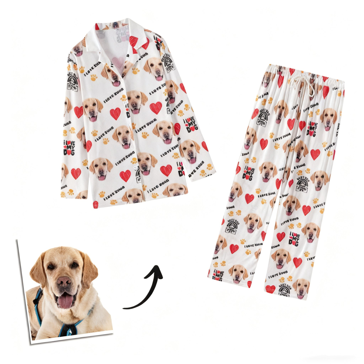 Personalized Family Pajamas, Dog Portrait, Pet Lover Gift, Pajamas Women, Pet Photo Pajamas, Memorial Gift, Gift for Her,