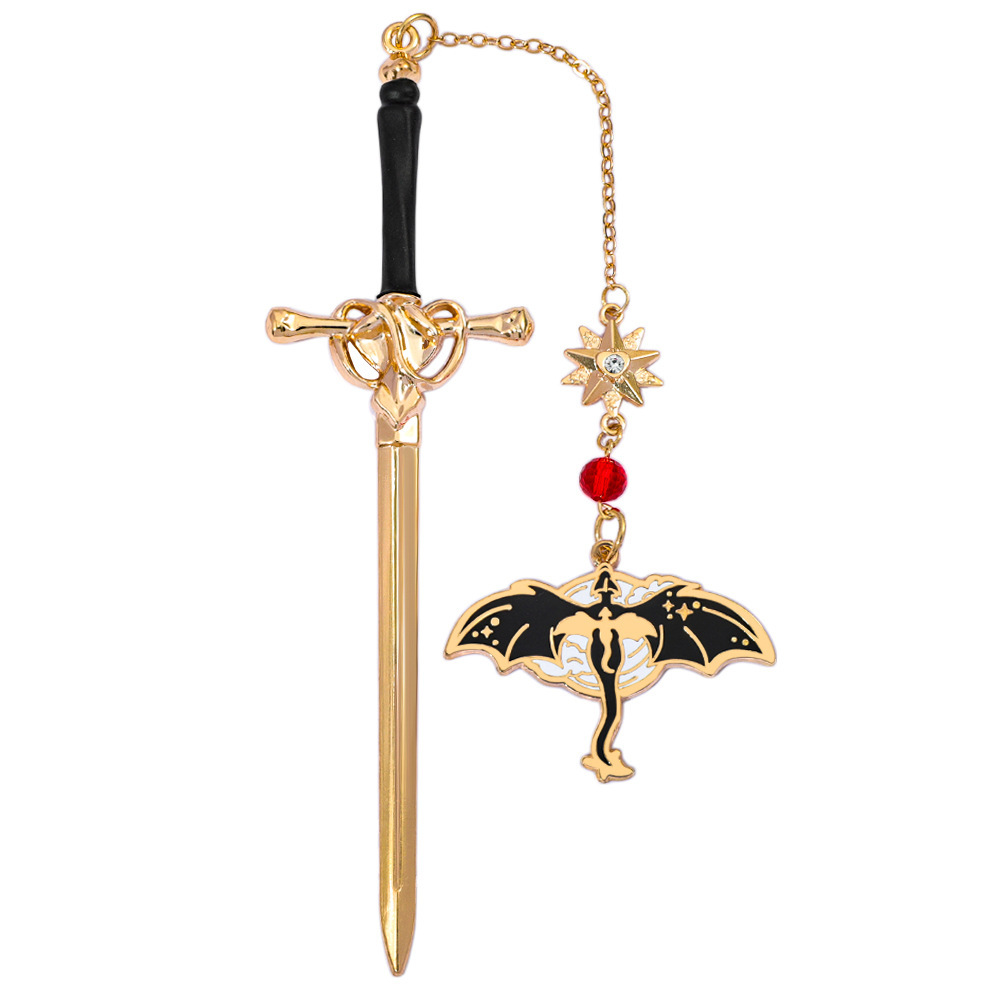 Personalized Dragon Sword Bookmark – Custom Name Fantasy Winged Dragon Metal Charm Gift for Book Lovers -