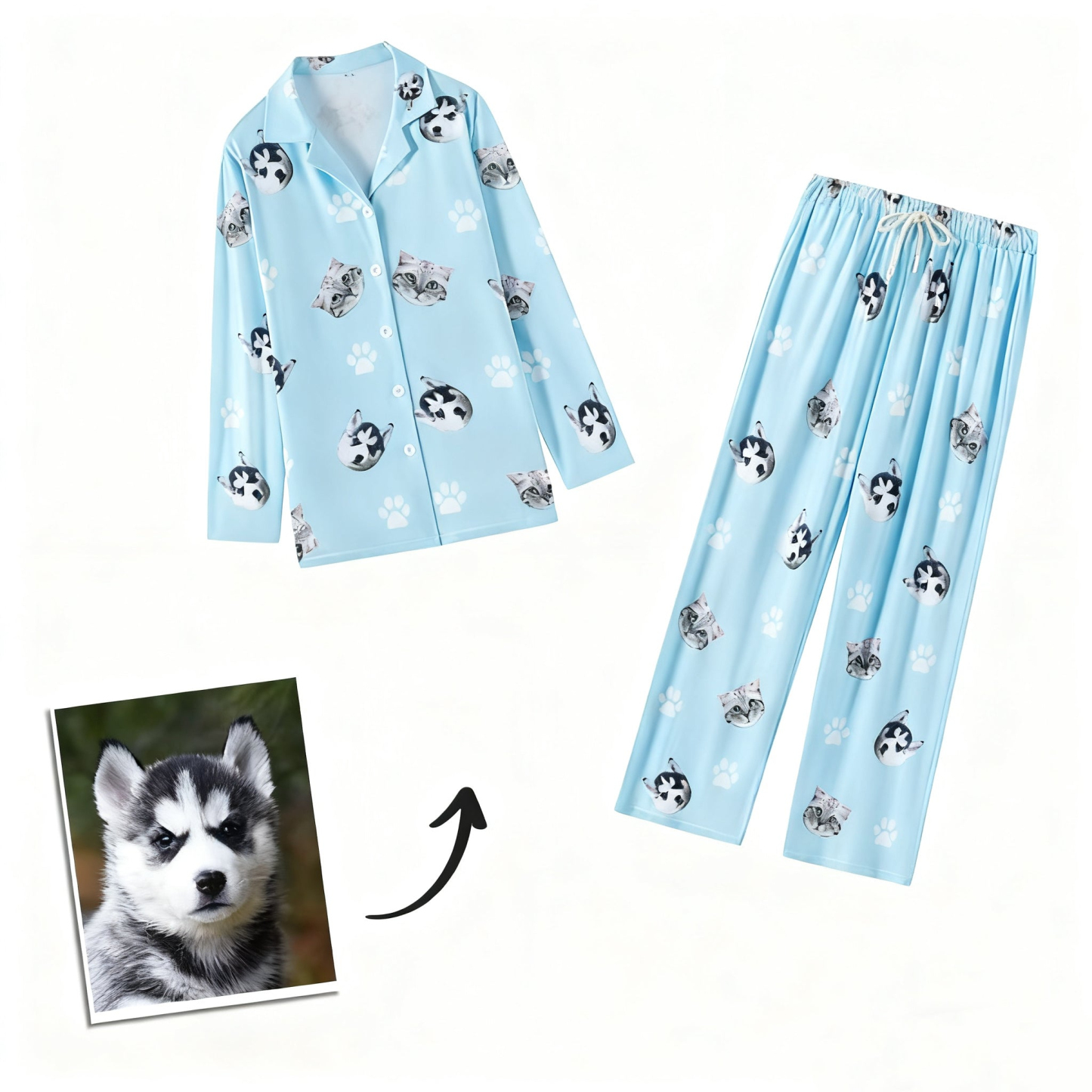 Personalized Family Pajamas, Dog Portrait, Pet Lover Gift, Pajamas Women, Pet Photo Pajamas, Memorial Gift, Gift for Her,