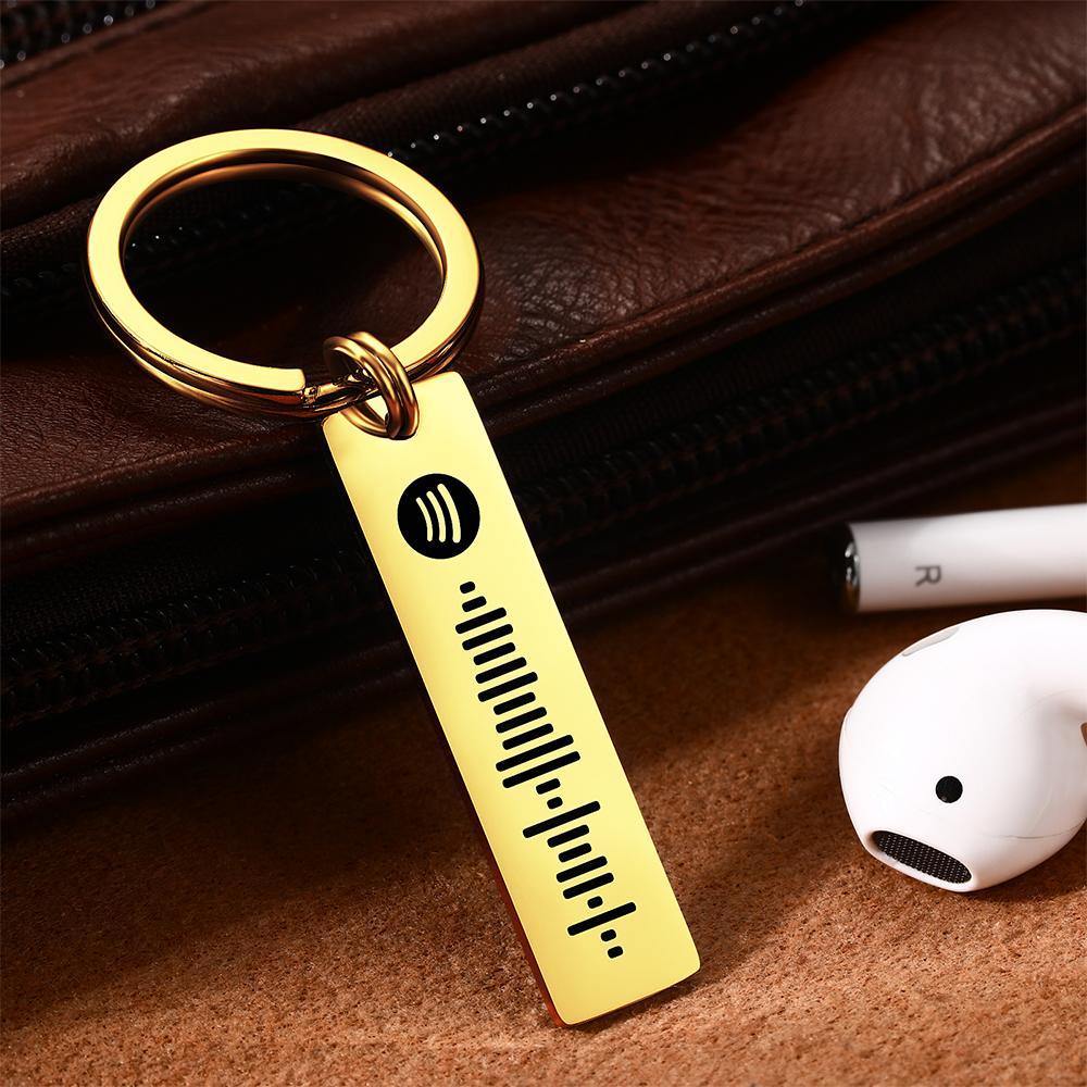 Custom Scannable Spotify Code Keychain Stainless Steel Black - MyPhotoWalletAU