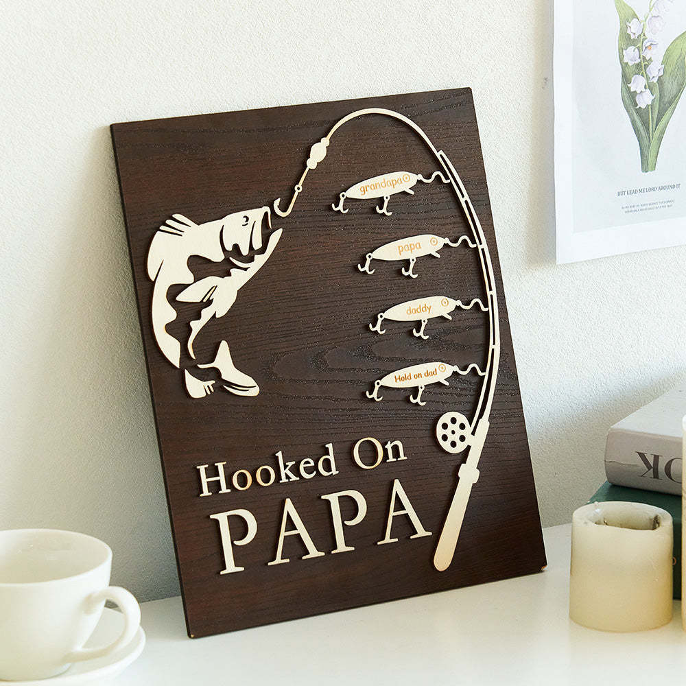 Custom Engraved Ornament Custom Name Fishing Trip Wooden Gifts for Dad - myphotowalletau