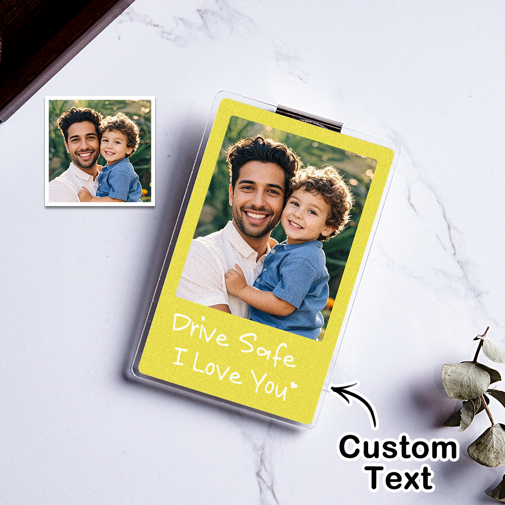 Father's Day Gifts - Drive safe I Love You - Photo Car Visor Clip, Personalized Photo Car Decoration, Polaroid Photo for Car, Gifts for dad, Presents for fathers, Gifts for your father, Gift items for dad, Gift for him - Personalized Photo Car Visor Clip - 