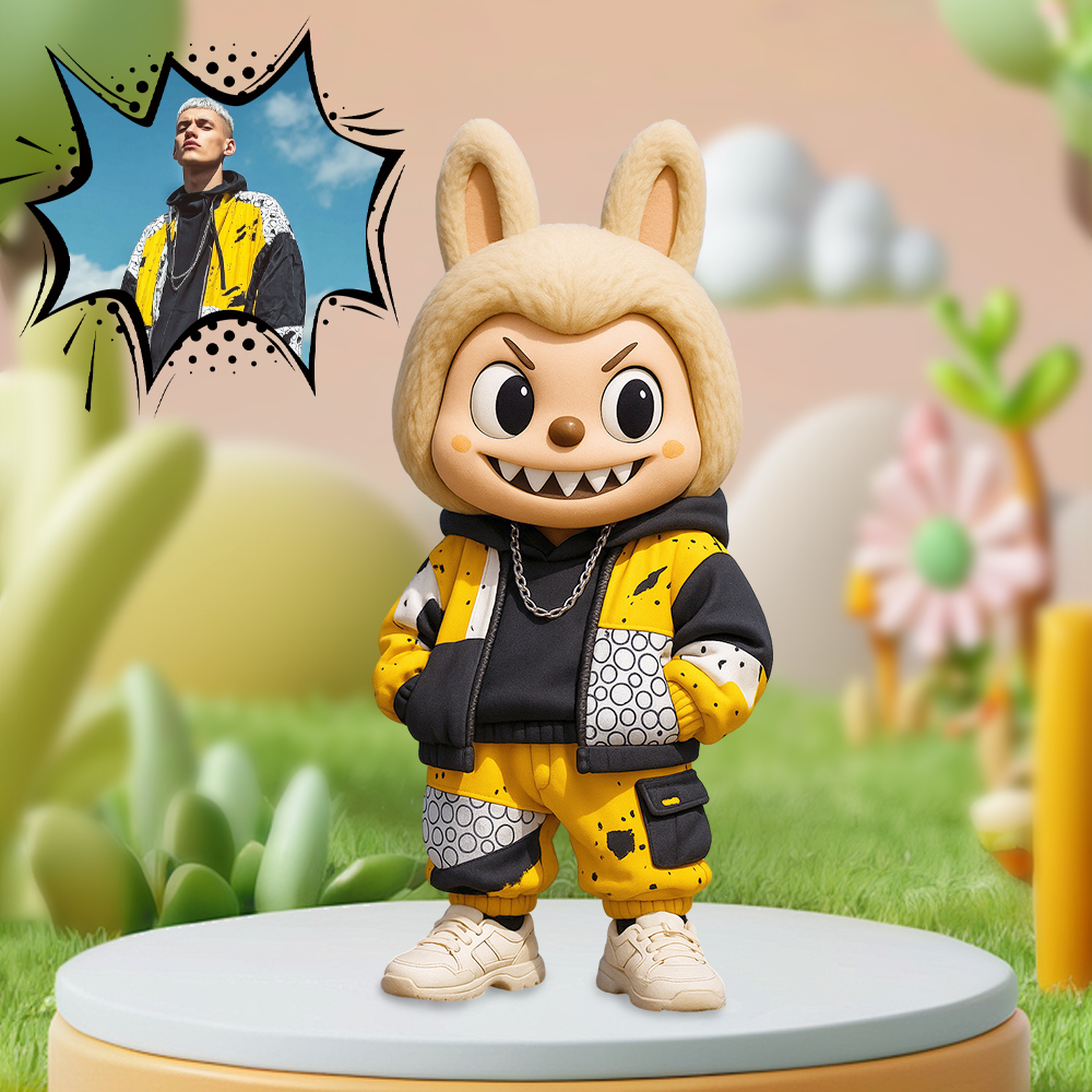 Funny Expression 3D Cartoon Figure with Big Head and Collectible Design - 