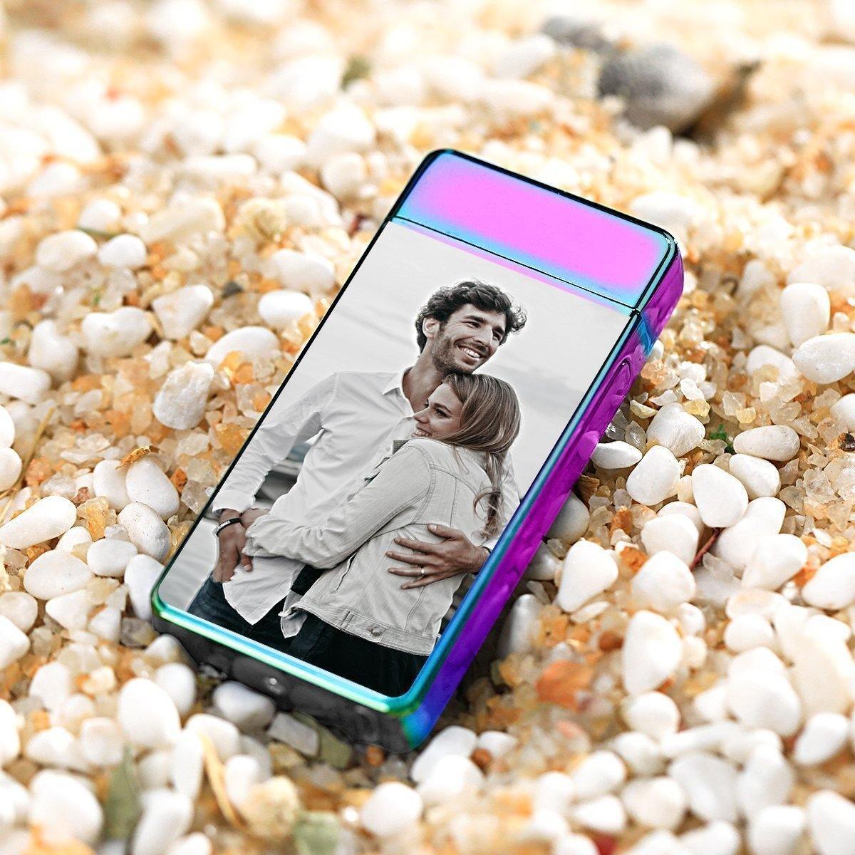 Custom Photo Engraved Lighter Color Printing | Electronic Cigarette Lighter | Purple - MyPhotoWalletAU