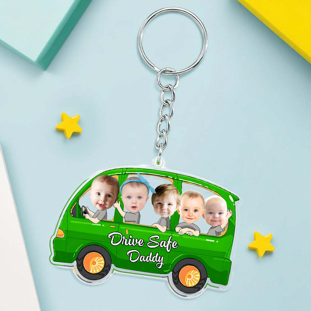 Christmas Gifts for Father Drive Safe Keyring Custom Face Acrylic Keychain Drive Safe Daddy Multi Kids