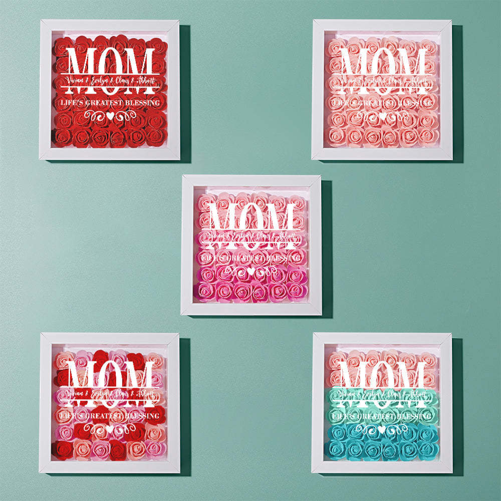 Custom Flower Shadow Box Personalized Name Flower Shadowbox Frame Mother's Day Gift - myphotowalletau