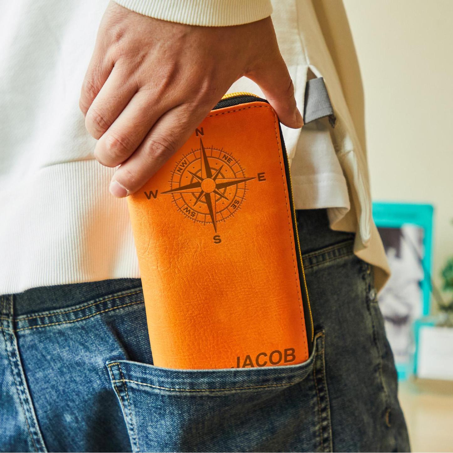 Custom Engraved Wallet Leather Passport Cover Travel Gifts for Man - myphotowalletau