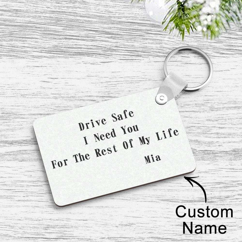 Custom Engraved Keychain Safe Driving Unique Couple Gifts - myphotowalletau