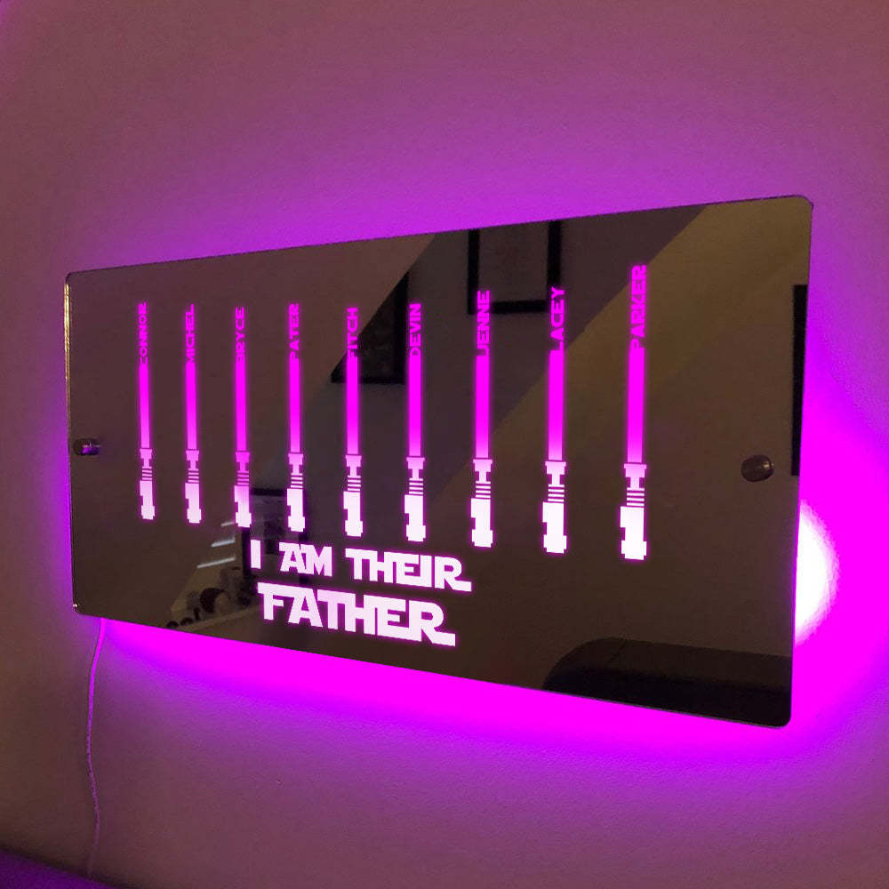 Personalized I Am Their Father Mirror Light Custom Name Light Up Mirror Father's Day Gifts - myphotowalletau