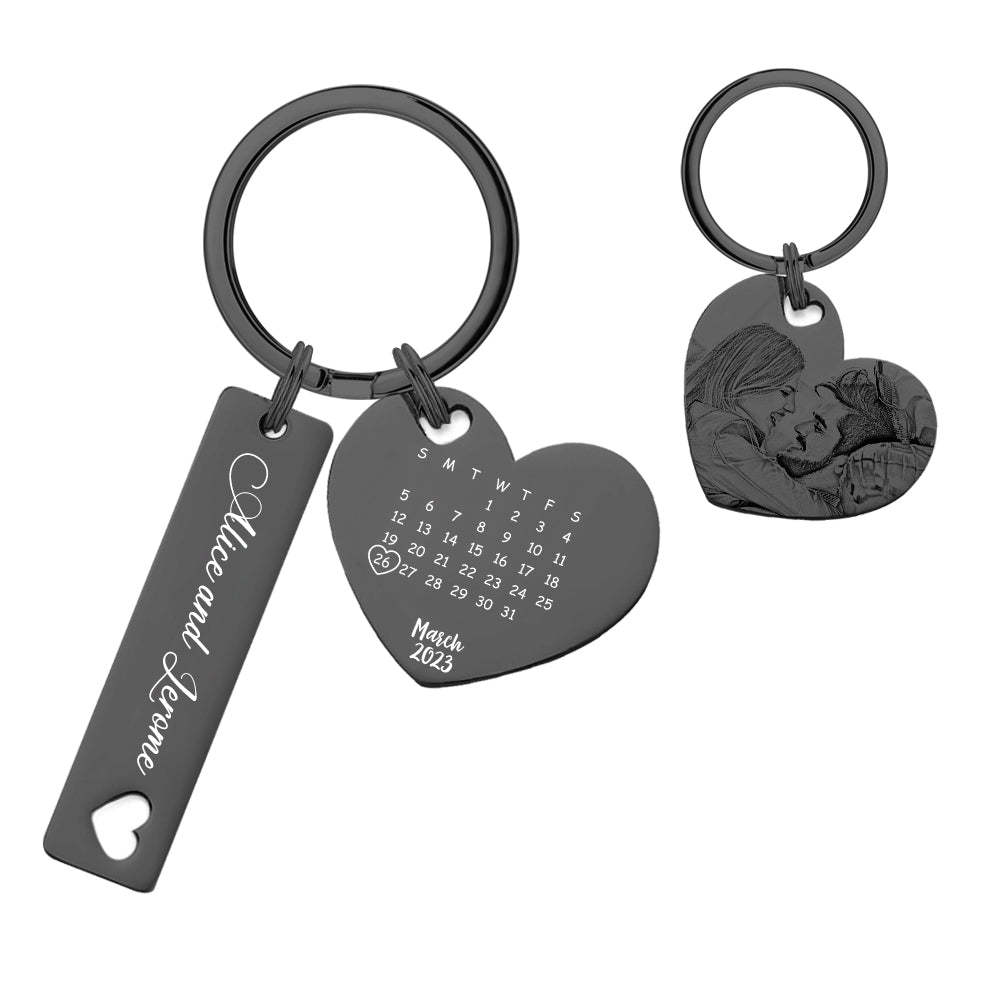 Custom Photo Calendar Keychain Personalized Save The Date Keychain Gift for Lover - myphotowalletau
