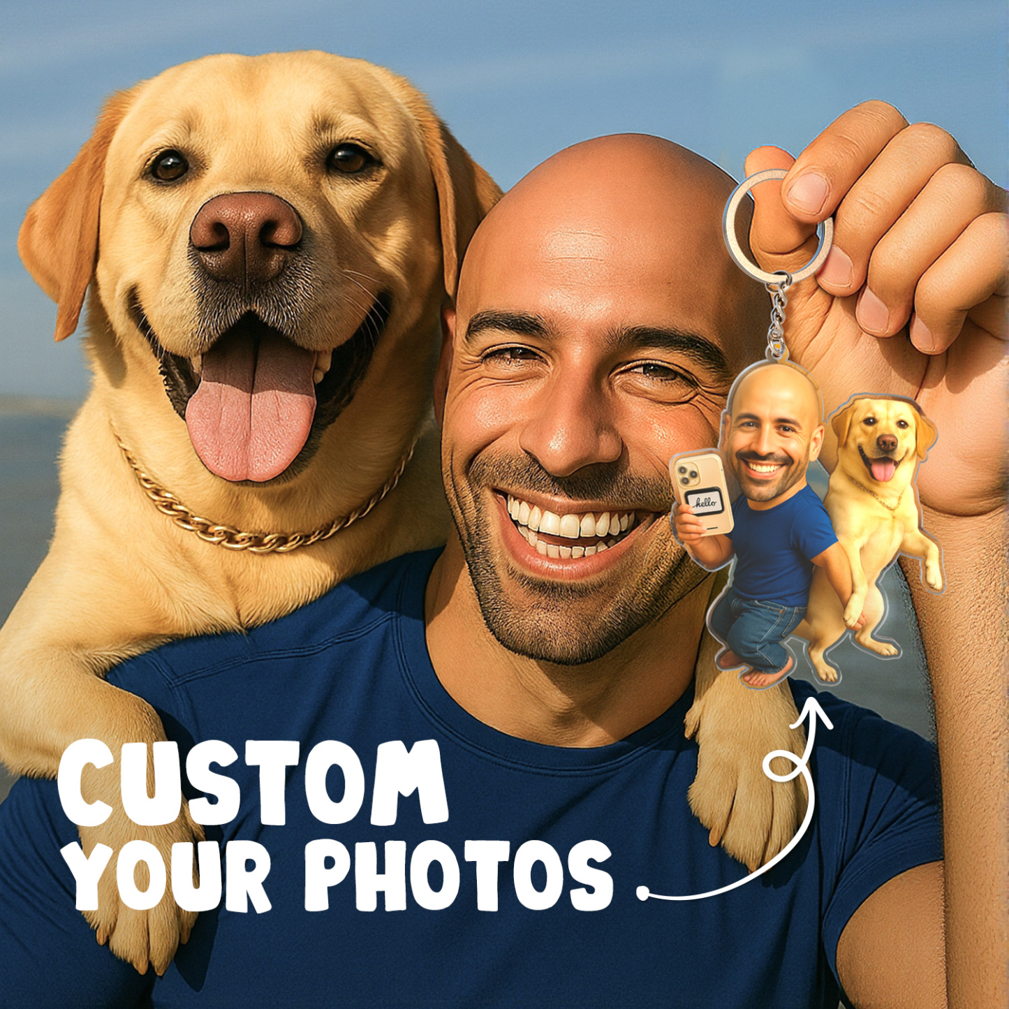 Personalized "Me & My Pet" Acrylic Keychain Funny Custom Gift - 