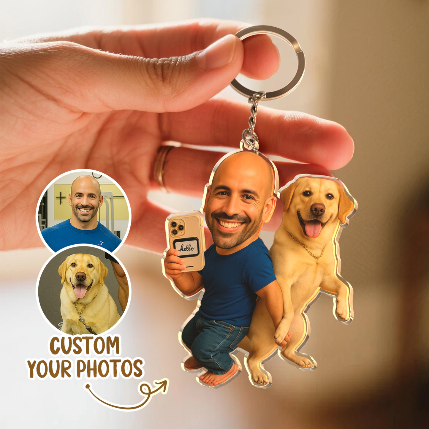 Personalized "Me & My Pet" Acrylic Keychain Funny Custom Gift - 