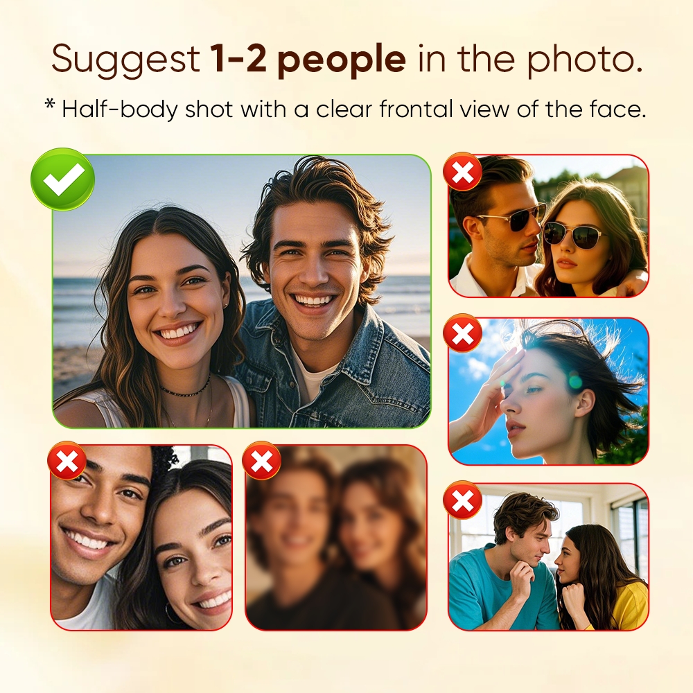 Personalised cartoon style photo heart-shaped frame