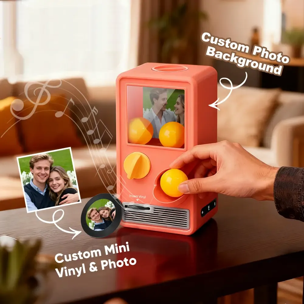(Pre-Sale, Ships on 25/10) Personalized Music and Photo Music Gachapon Machine Custom Song Mini Record Box Retro Gifts for Her - 