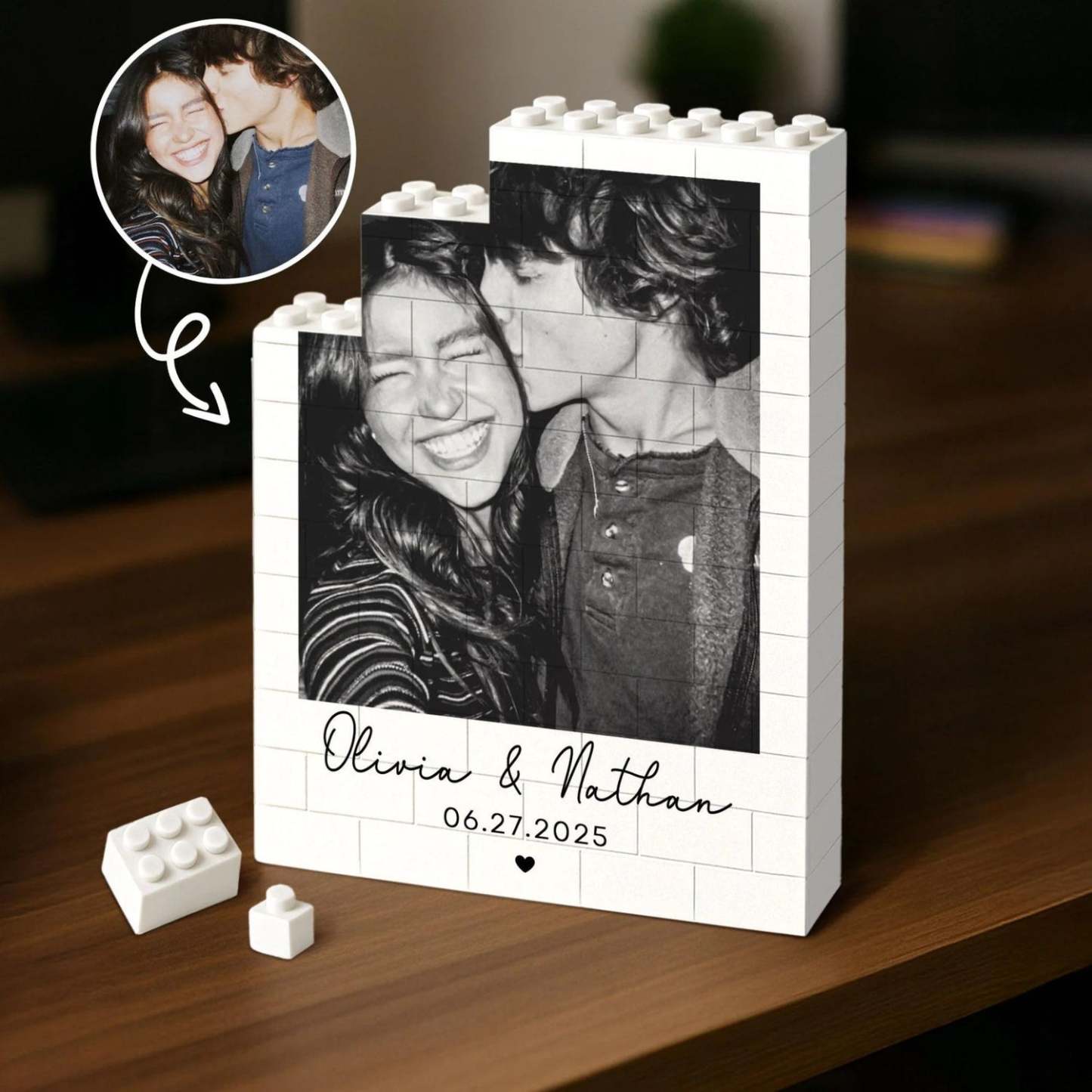 Custom Photo Brick Puzzle Frame – Build Your Love, A Romantic Couple Gift for Valentine’s Day & Anniversaries - 