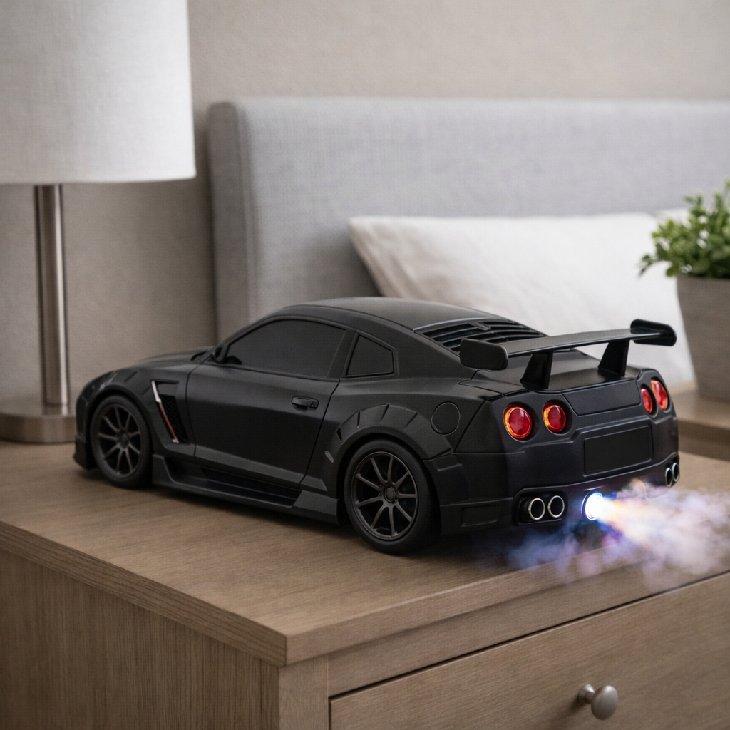 Hypercar Alarm Clock with Engine Sound, Exhaust Effect & LED Lights – Desk Gift for Car Lovers - 