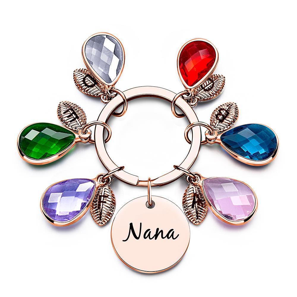 Custom Engraved Birthstone Keychain Leaf Delicate Gifts - myphotowalletau