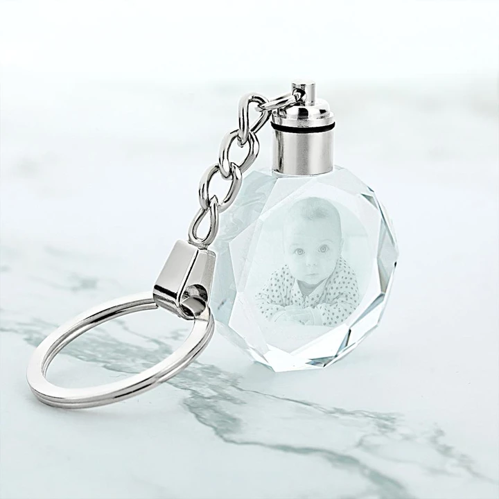 Custom Photo Crystal Keychain Octagon Shape | Best Gifts For Mom - MyPhotoWalletAU