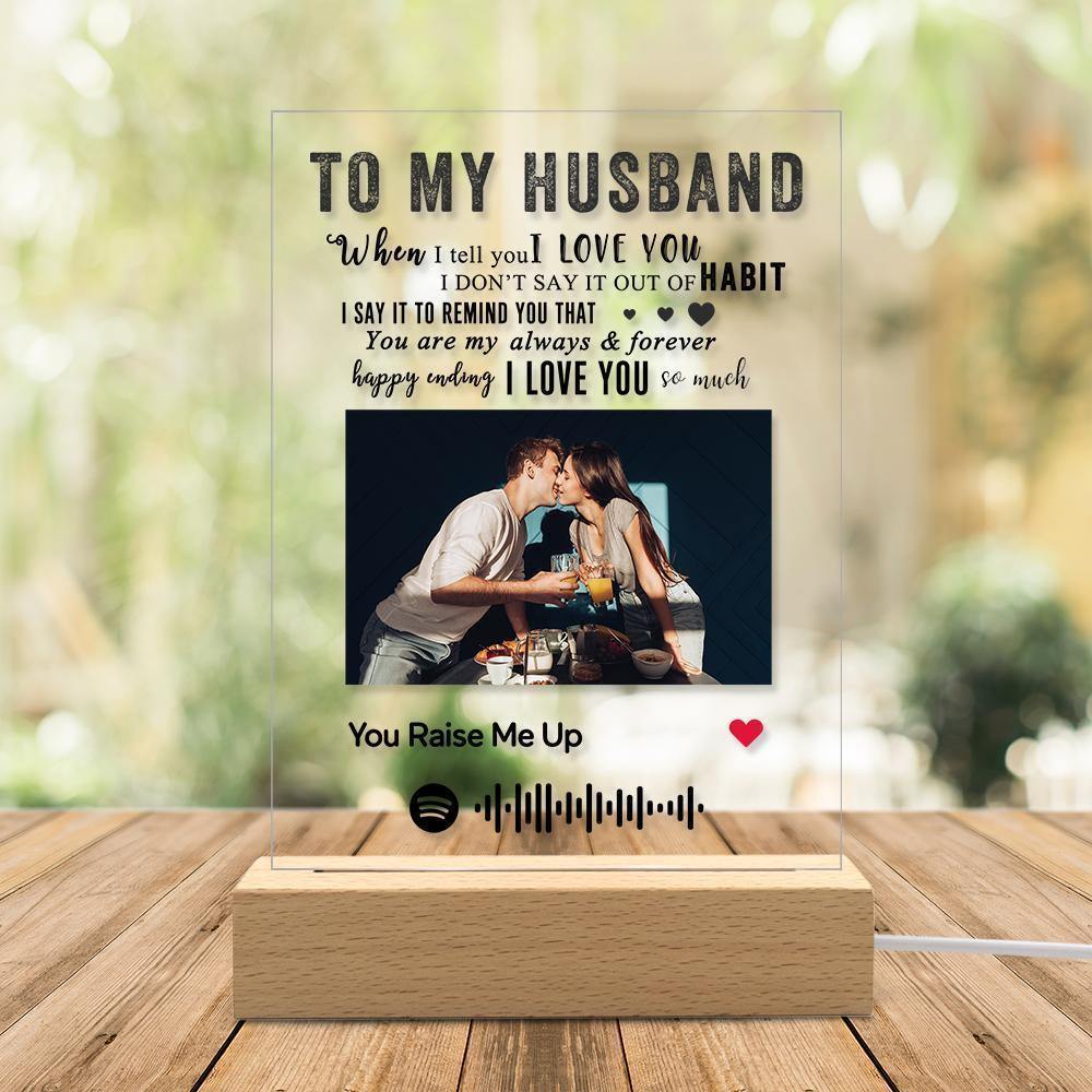 TO MY HUSBAND - Personalized Spotify Code Music Plaque Night Light(5.9in x 7.7in) - MyPhotoWalletAU