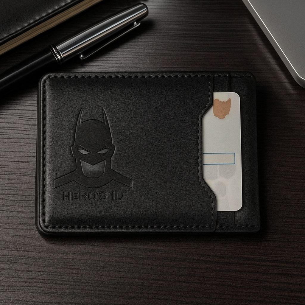 Upgrade His Wallet Game Bat ID Superhero-Themed Leather Card Holder - 