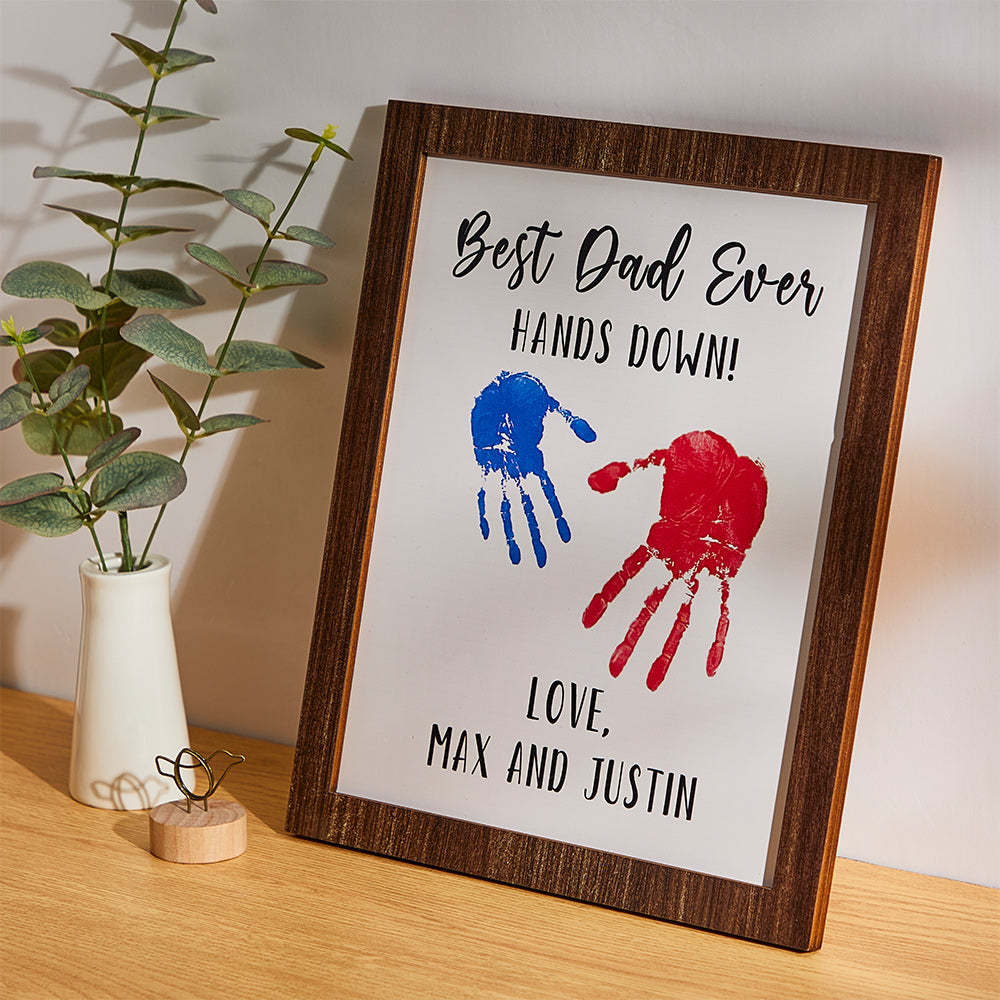 Custom Engraved Ornament Creative Handprint Best Dad Ever Father's Day Gifts - myphotowalletau