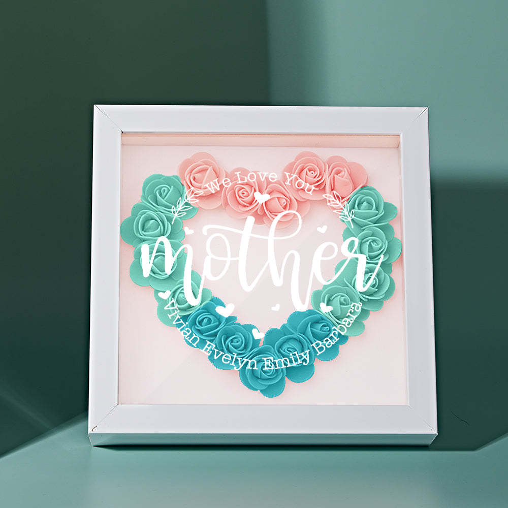 Custom Name Flower Shadow Box Personalized Flower Shadowbox Frame Mother's Day Gift - myphotowalletau