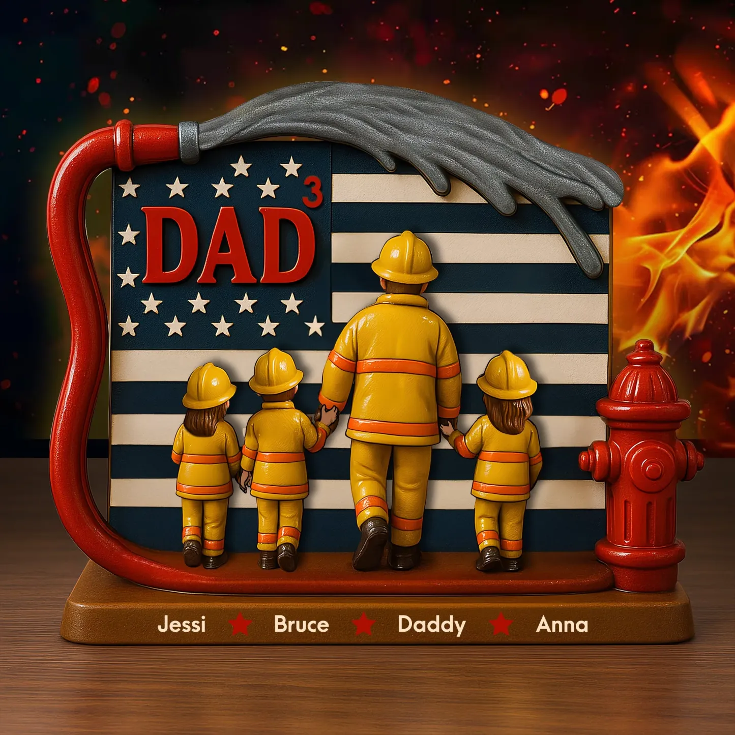 Firefighter Dad Acrylic Plaque - Personalized Gifts For Father - 
