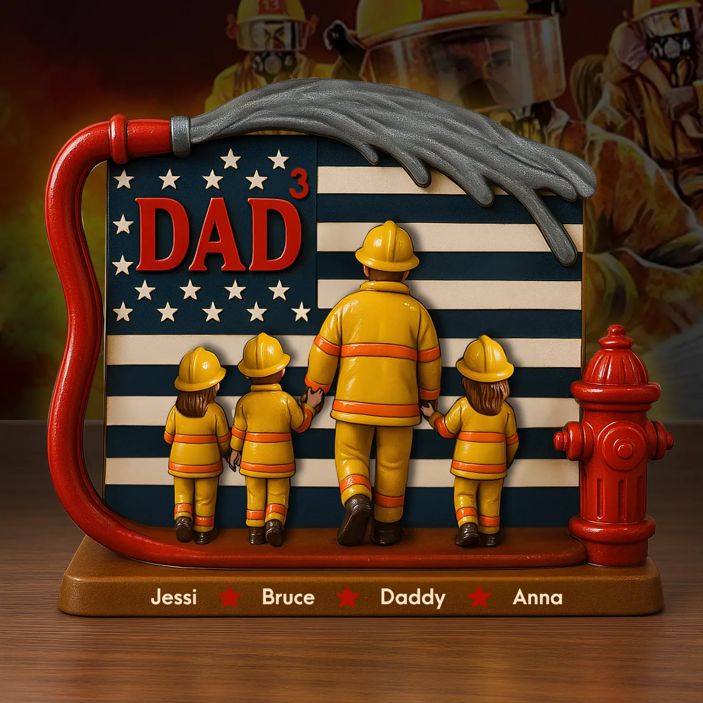 Firefighter Dad Acrylic Plaque - Personalized Gifts For Father - 