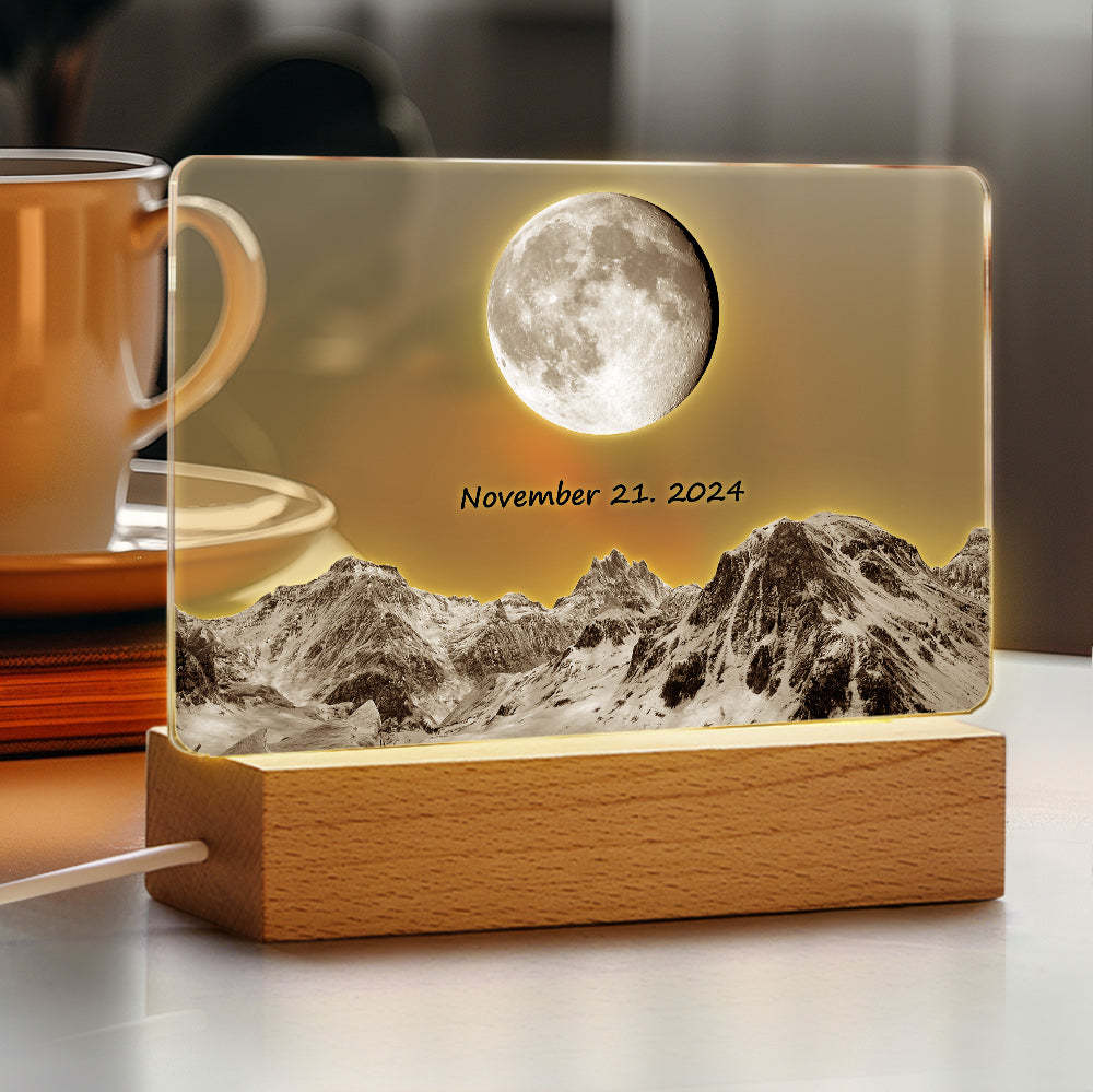 Custom Moon Phase Night Light Calendar Night Light Gift for Couple - photowatch