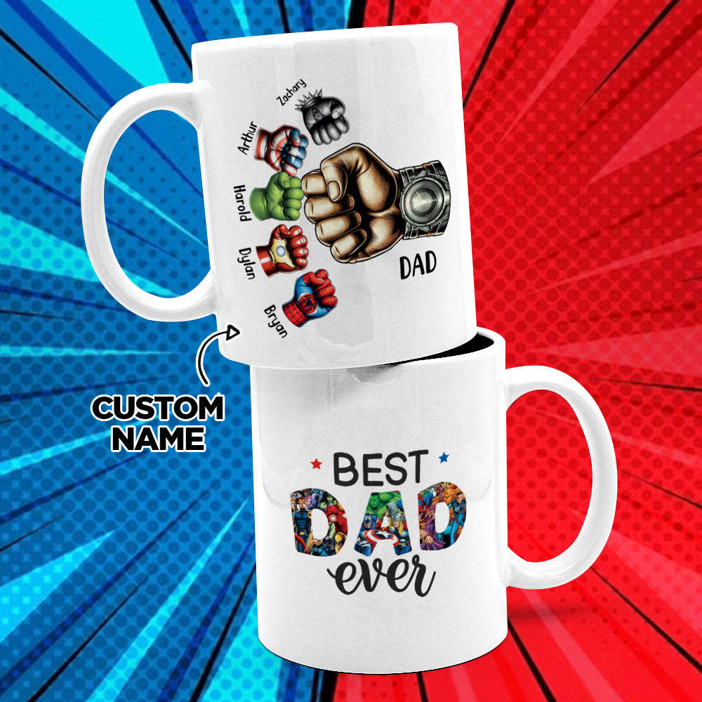 Father's Day Gifts Custom Names Personalised Hero Fists Printed Mug Best Dad Ever
