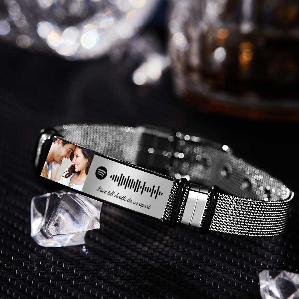 Gift for Him Photo Bracelet Spotify Code Bracelet Metal Bracelet Scannble Music Gift - myphotowalletau